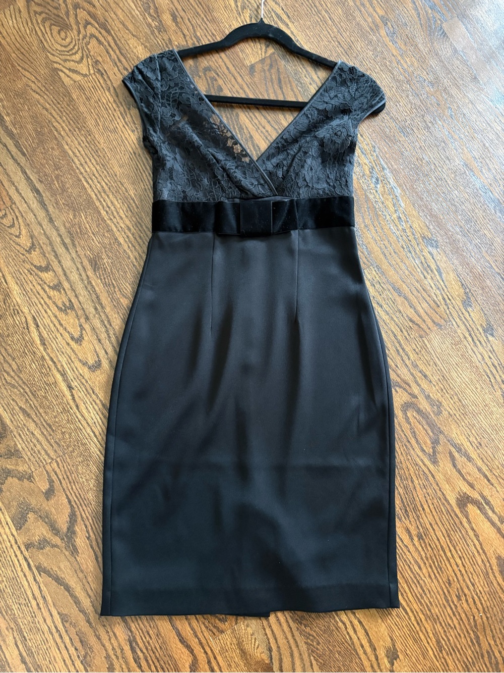 NWT Banana Republic Black Lace-Top Midi Dress with Velvet Waist, Size OP